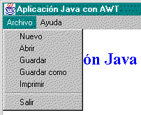 Menu de la aplicacion